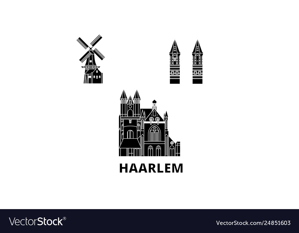 Netherlands Haarlem Flat Travel Skyline Set Vector Image 8225