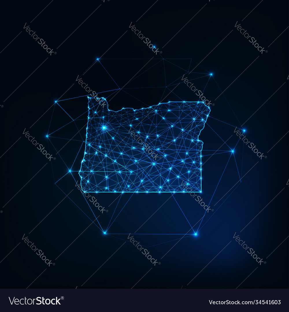 Oregon usa map glowing silhouette outline made Vector Image