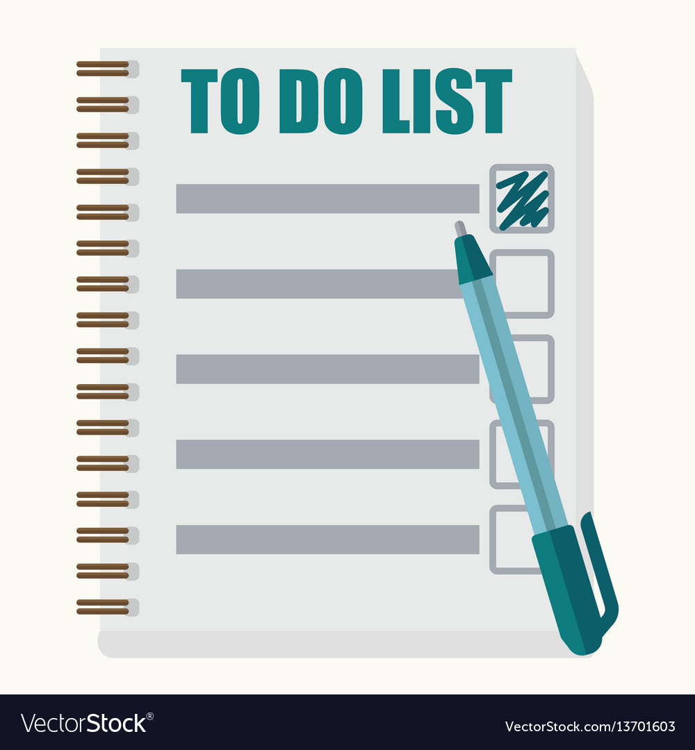 Paper Note Book With To Do List In Cartoon Style Vector Image