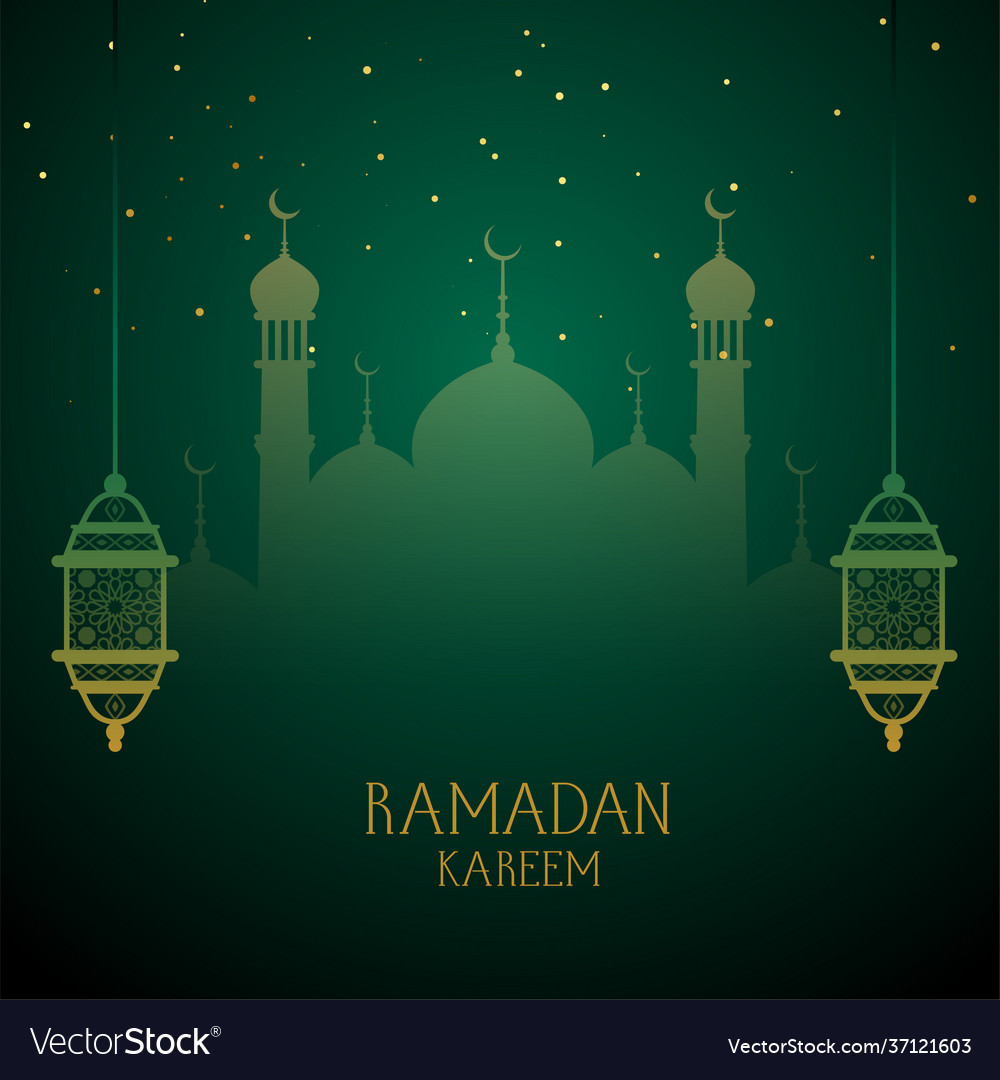 Ramadan kareem green wishes greeting design Vector Image