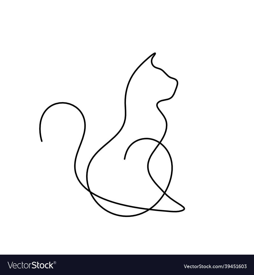 Silhouette of abstract cat in line drawing Vector Image