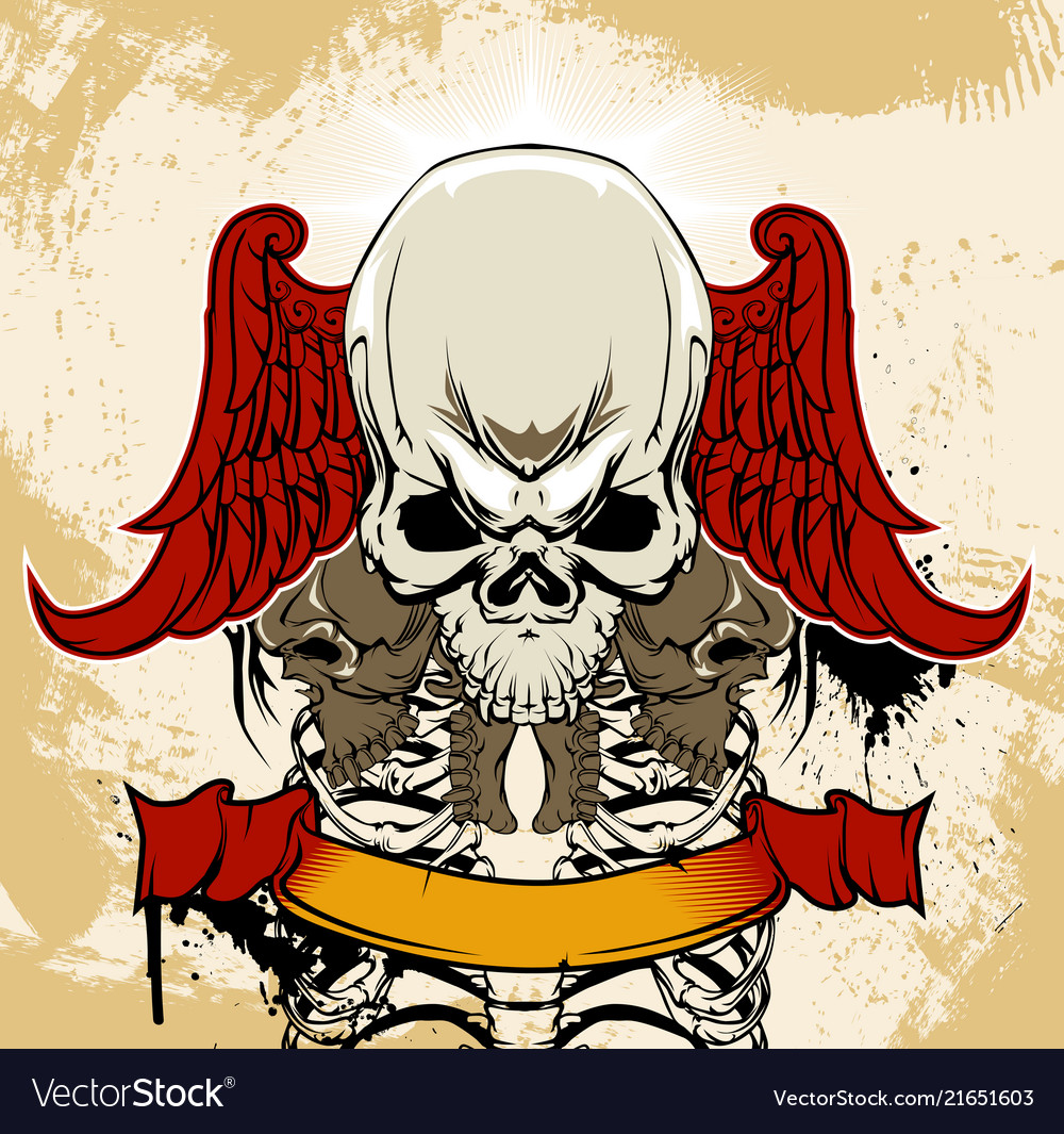 Winged skull and ribs anatomical vector image Winged skull and ribs anatomical