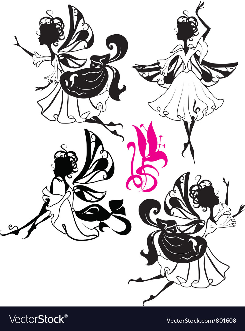 Fairy Silhouettes Royalty Free Vector Image Vectorstock