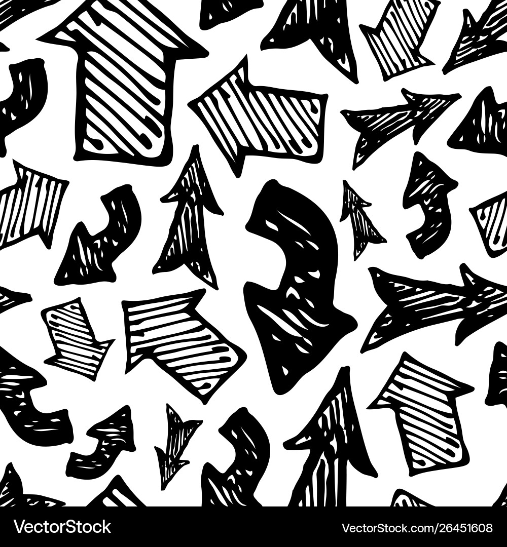 Seamless pattern with black hand drawn arrows Vector Image