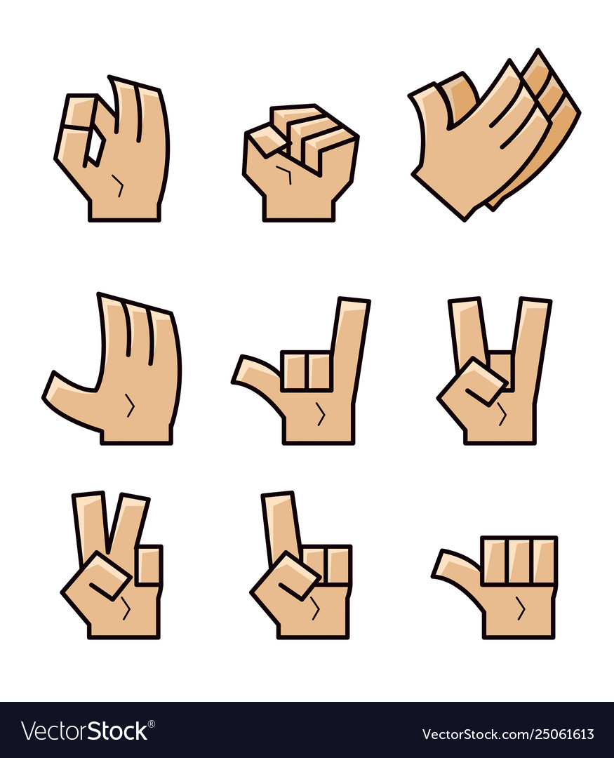 Cube cartoon hand gesture Royalty Free Vector Image