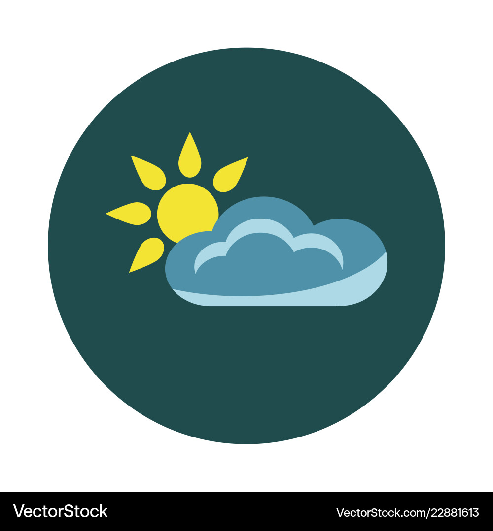 Flat cloud with sun on white background Royalty Free Vector