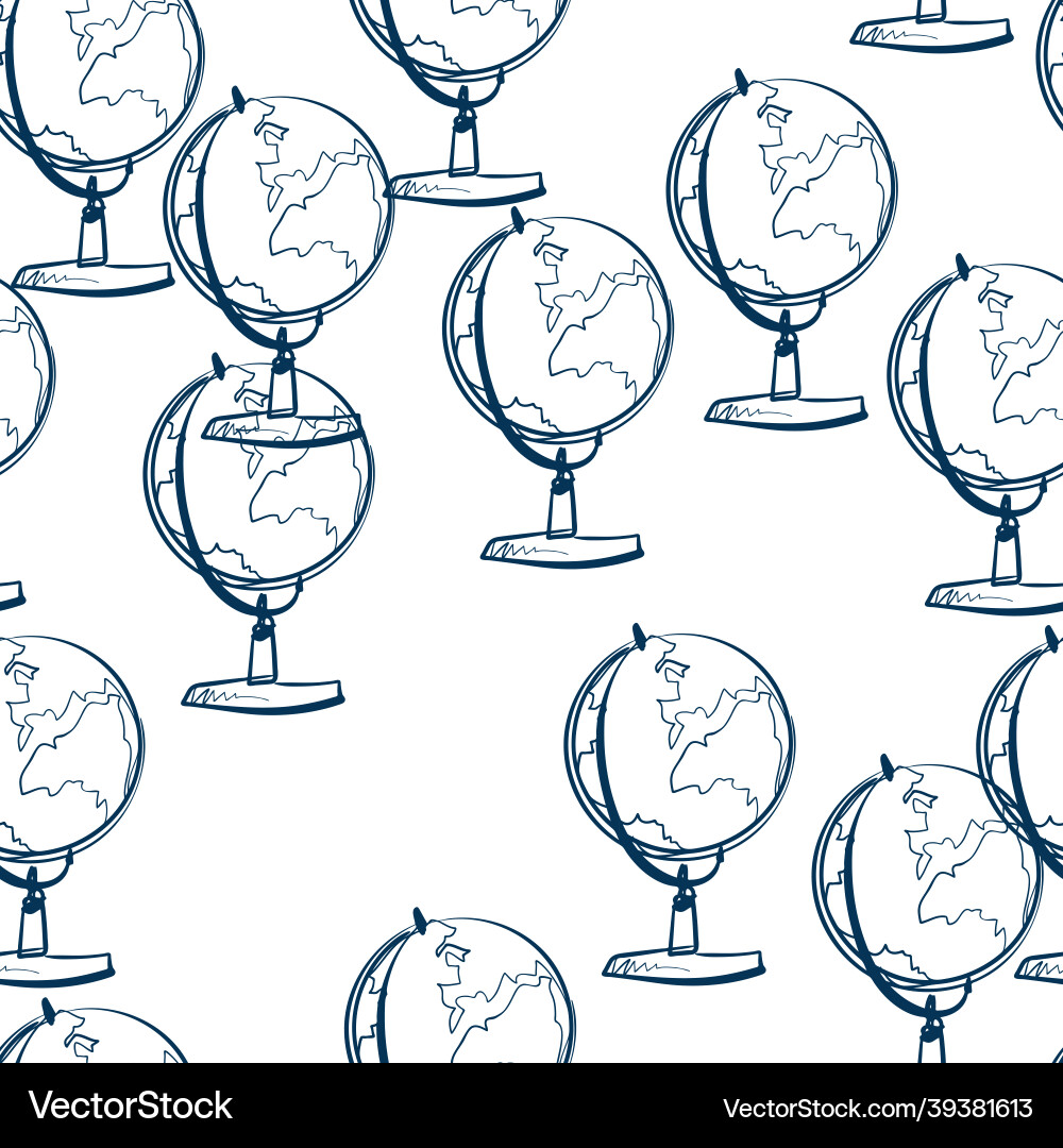 Globe seamless pattern outline decorative Vector Image