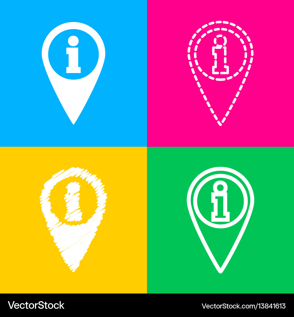 Map pointer with information sign four styles Vector Image