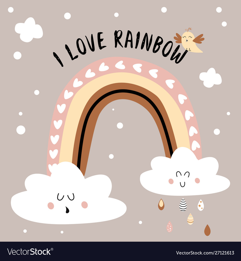 Poster with rainbow and cloud