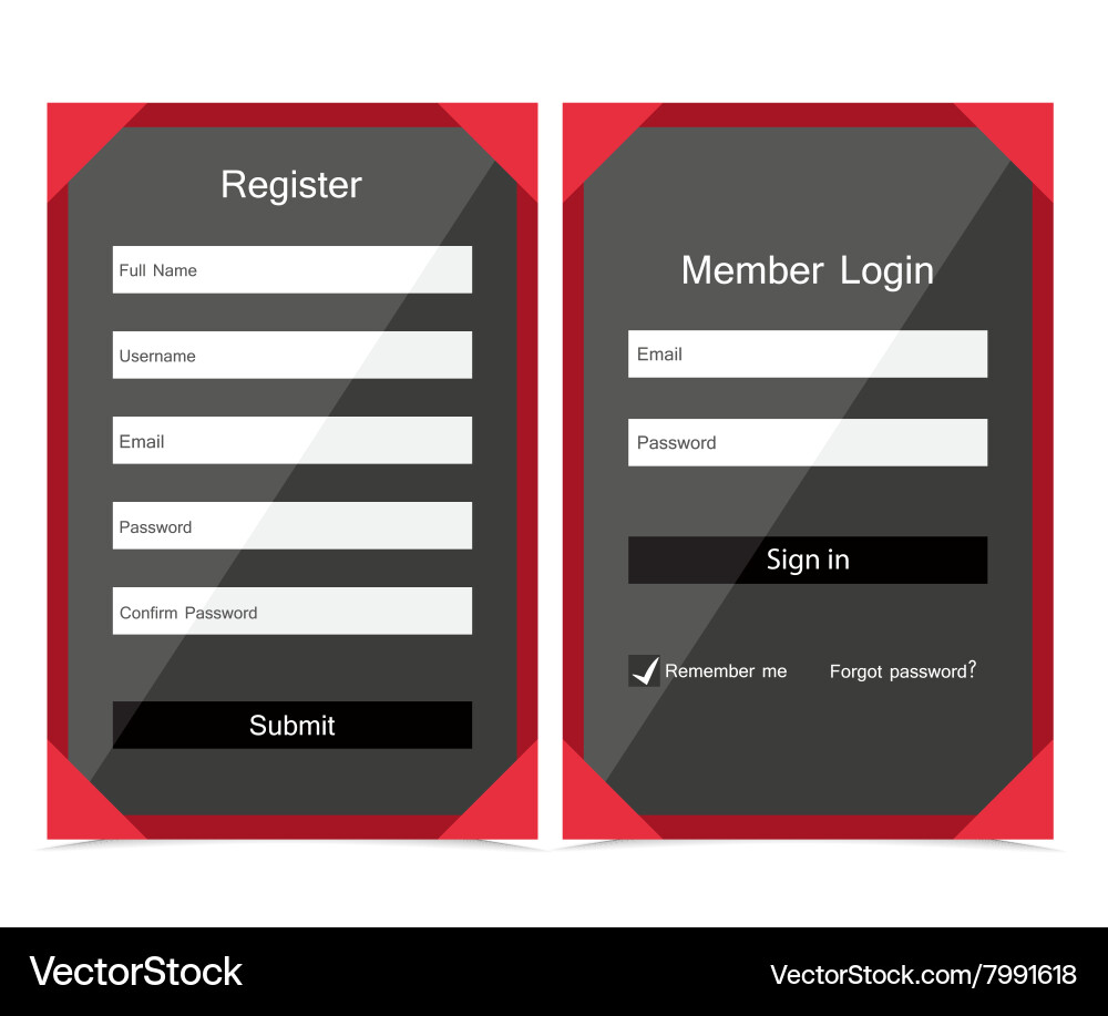 Forms login Royalty Free Vector Image - VectorStock