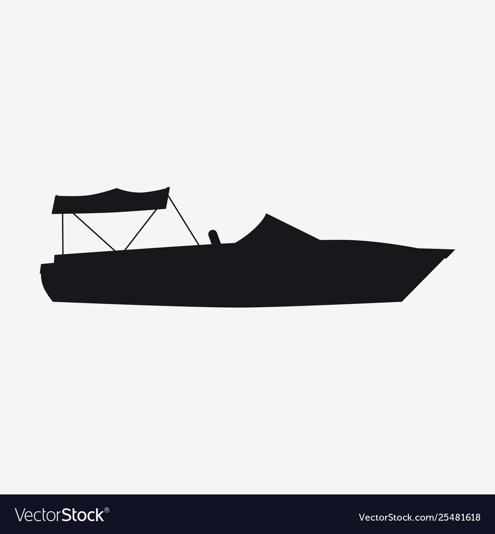 Speedboat line icon logo design marine, ship, vessel, side view