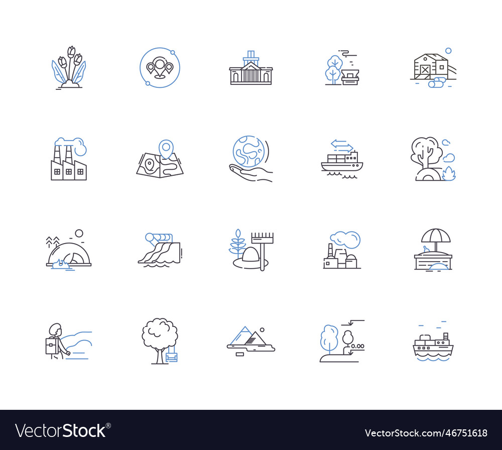 Landscapes outline icons collection scenery Vector Image