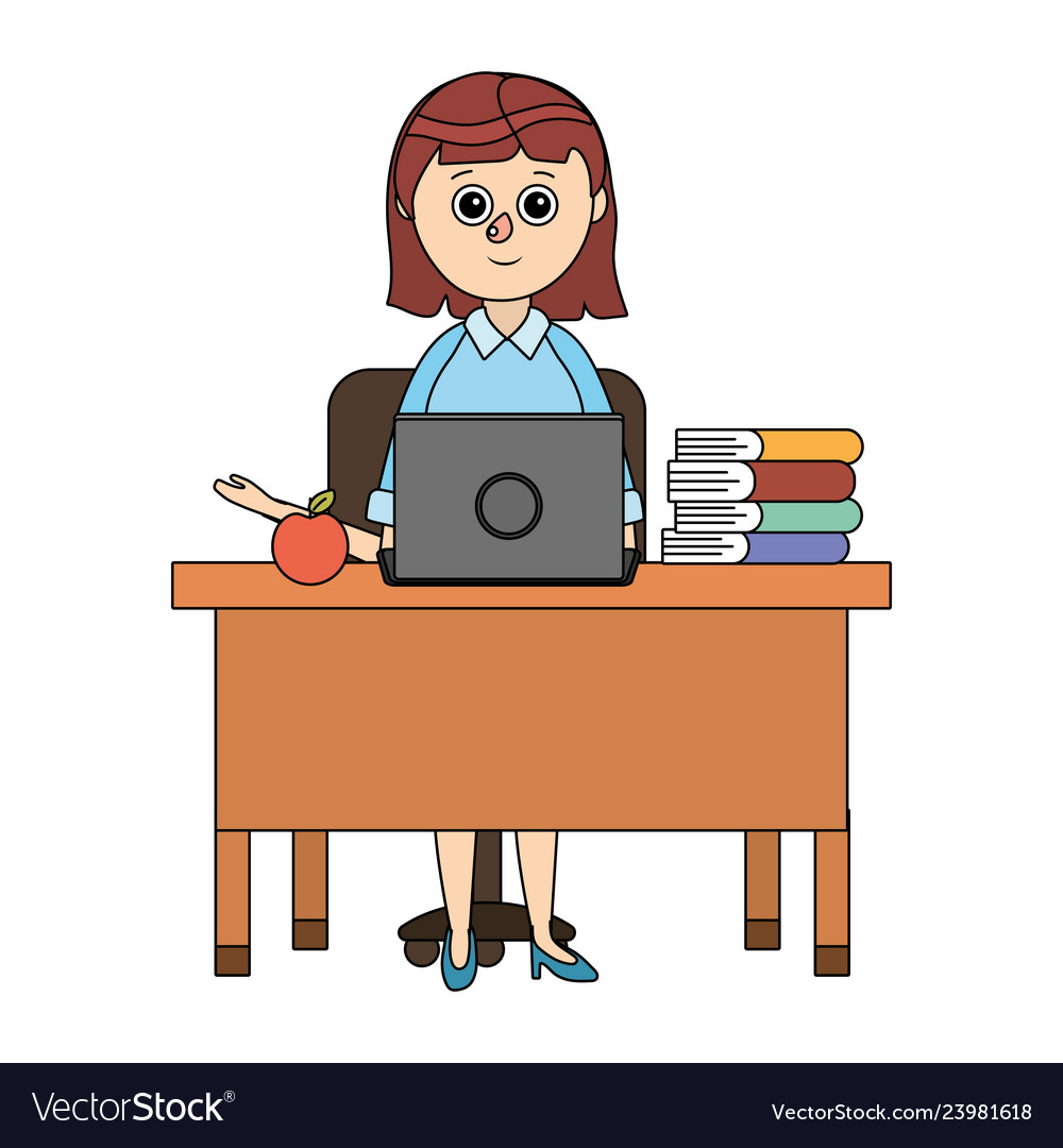 Online education woman cartoon Royalty Free Vector Image