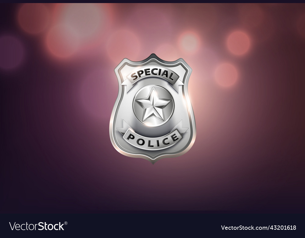 Police badge realistic composition Royalty Free Vector Image