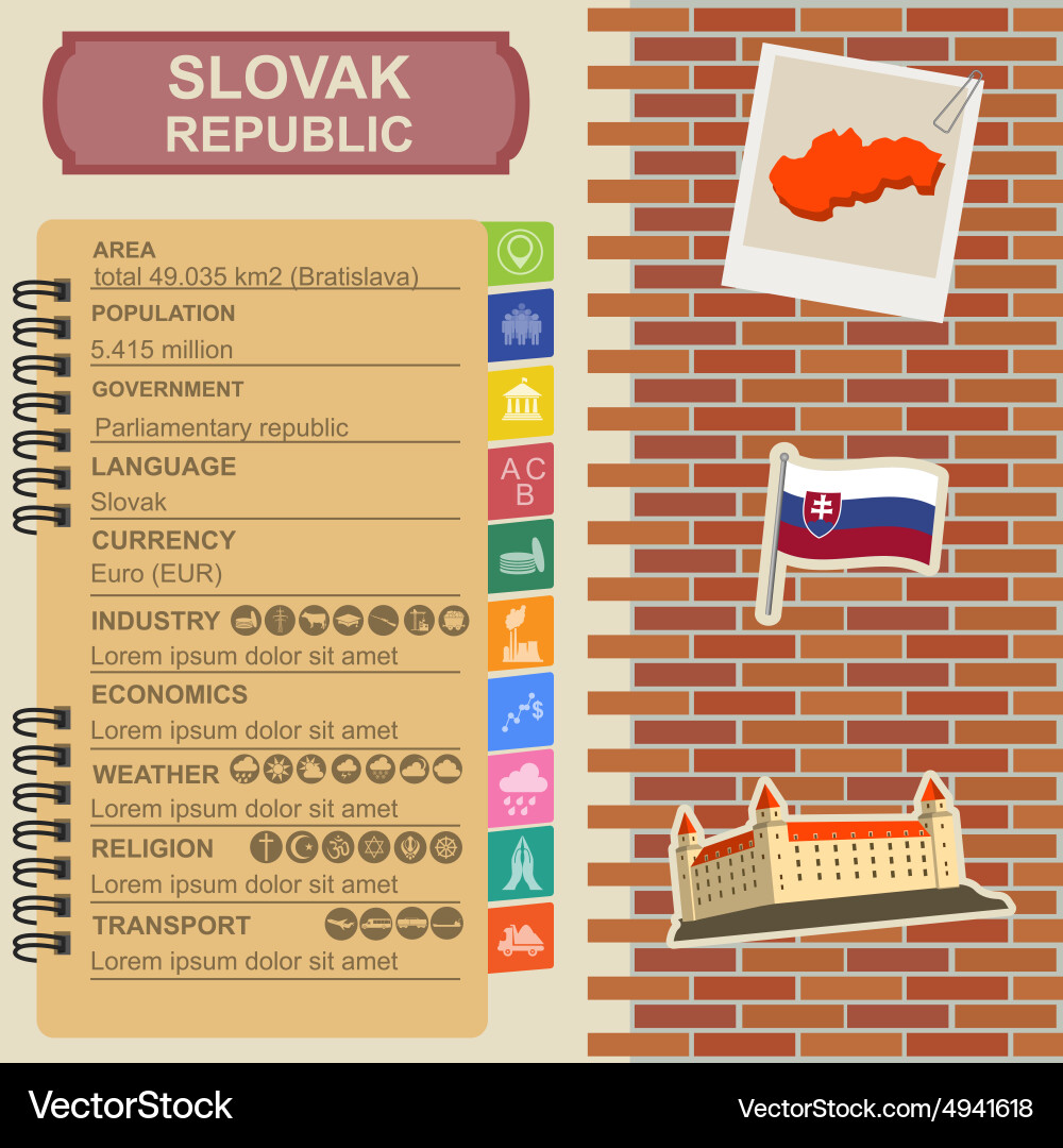 Slovakia Infographics Statistical Data Sights Vector Image