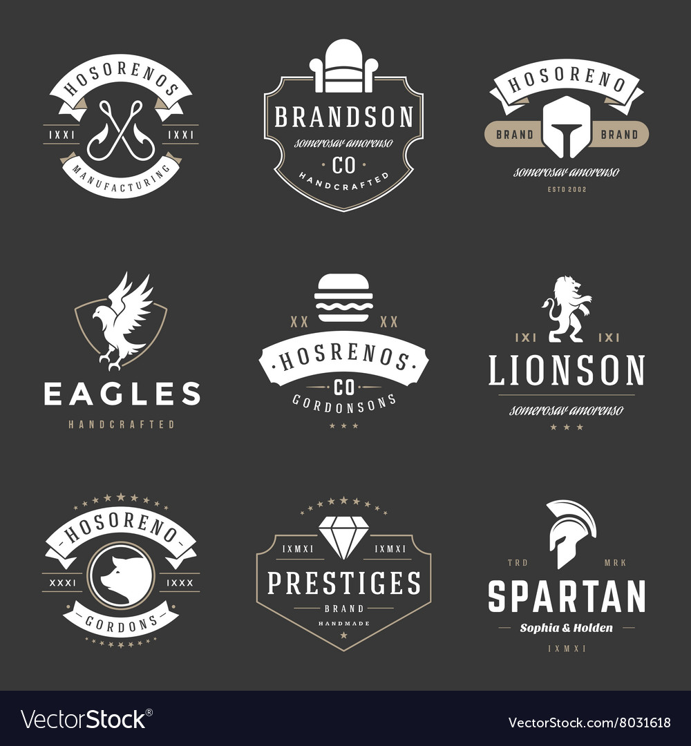 Verwonderlijk Vintage Logos Design Templates Set Royalty Free Vector Image IM-95