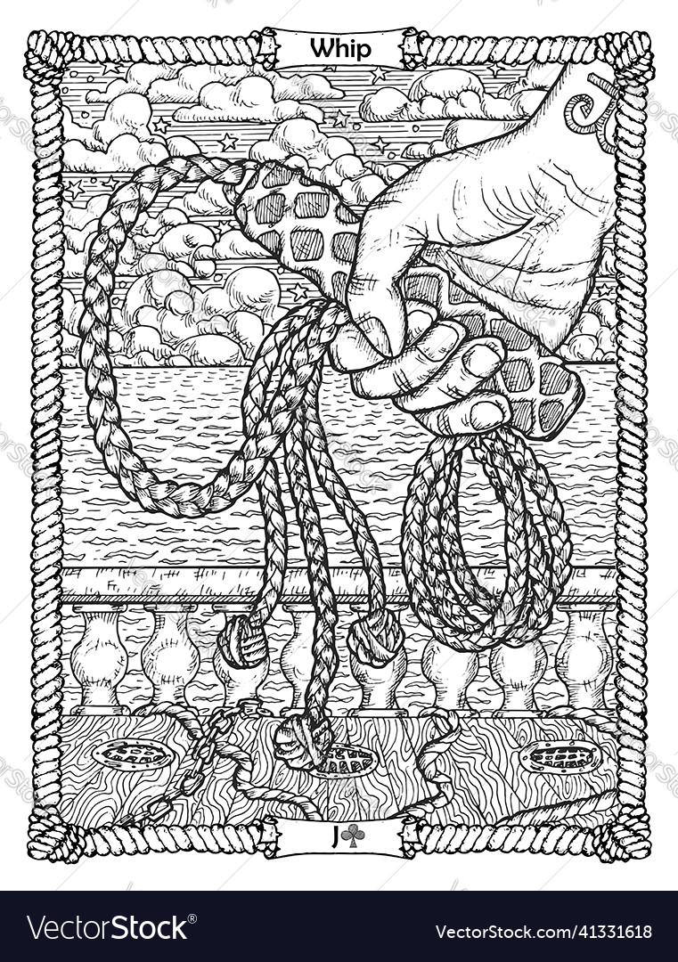 Whip card from the oracle old marine lenormand Vector Image
