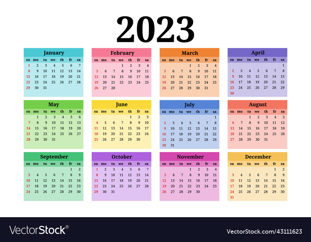 Calendar for 2023 isolated on a white background Vector Image