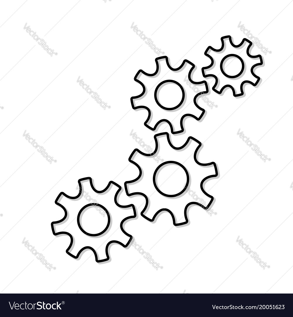 Four gear wheel countour Royalty Free Vector Image