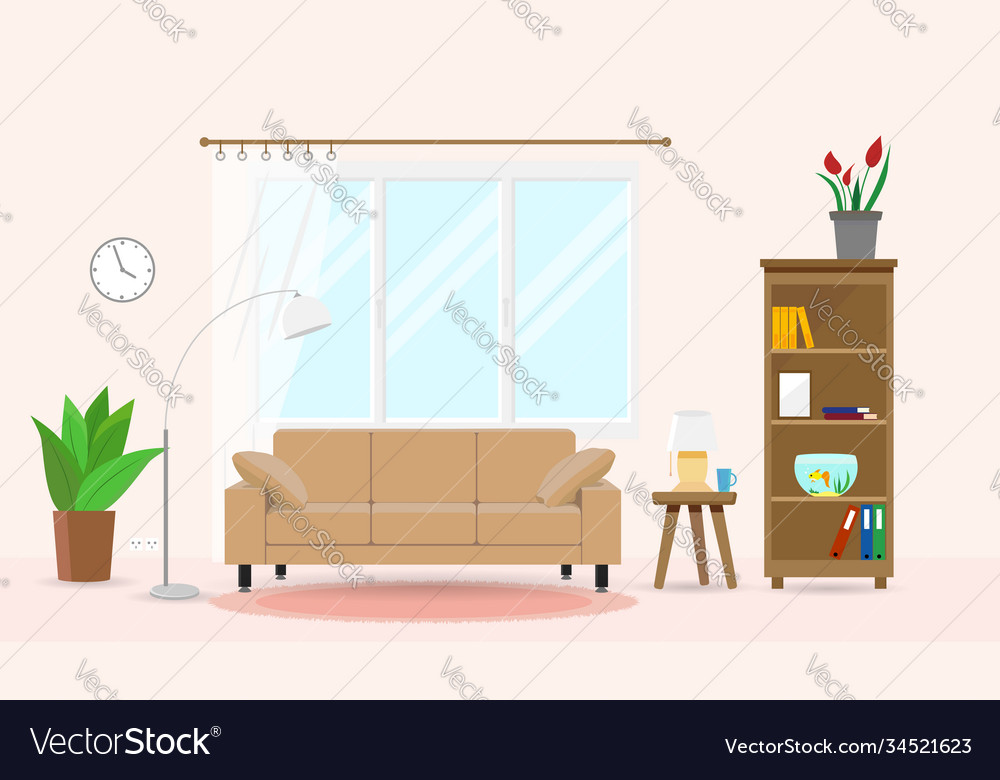 Living room with furniture design a cozy room Vector Image