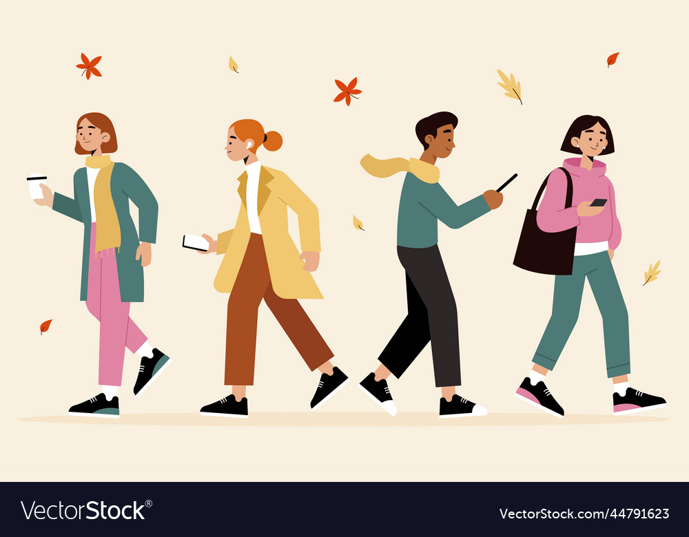 People walking park autumn design Royalty Free Vector Image