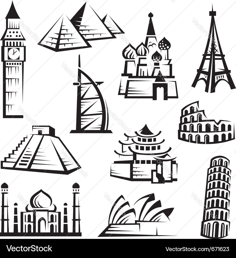 Set landmarks Royalty Free Vector Image - VectorStock