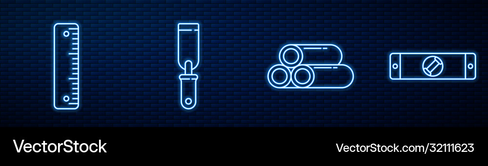 Set line industry metallic pipe ruler rasp metal Vector Image