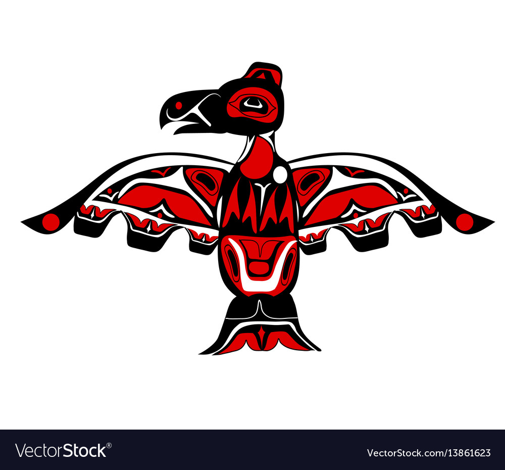 Totem bird indigenous art stylization Royalty Free Vector