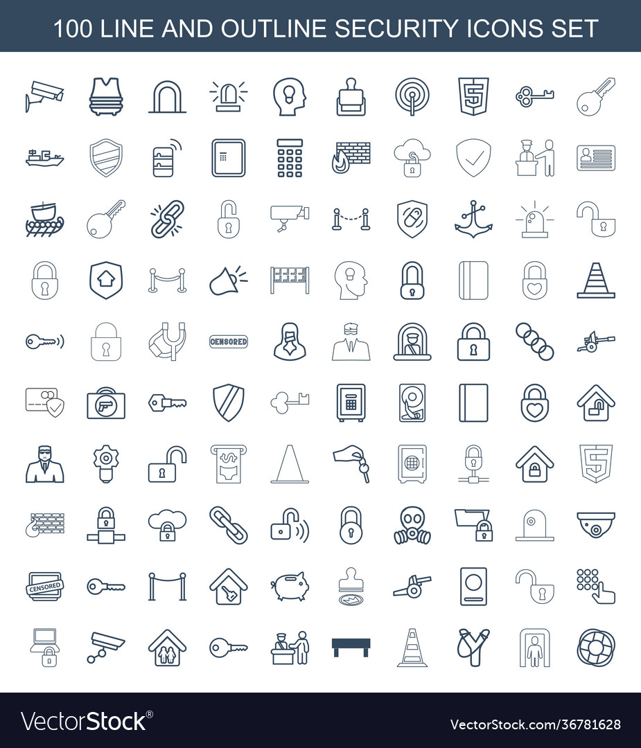 100 security icons Royalty Free Vector Image - VectorStock