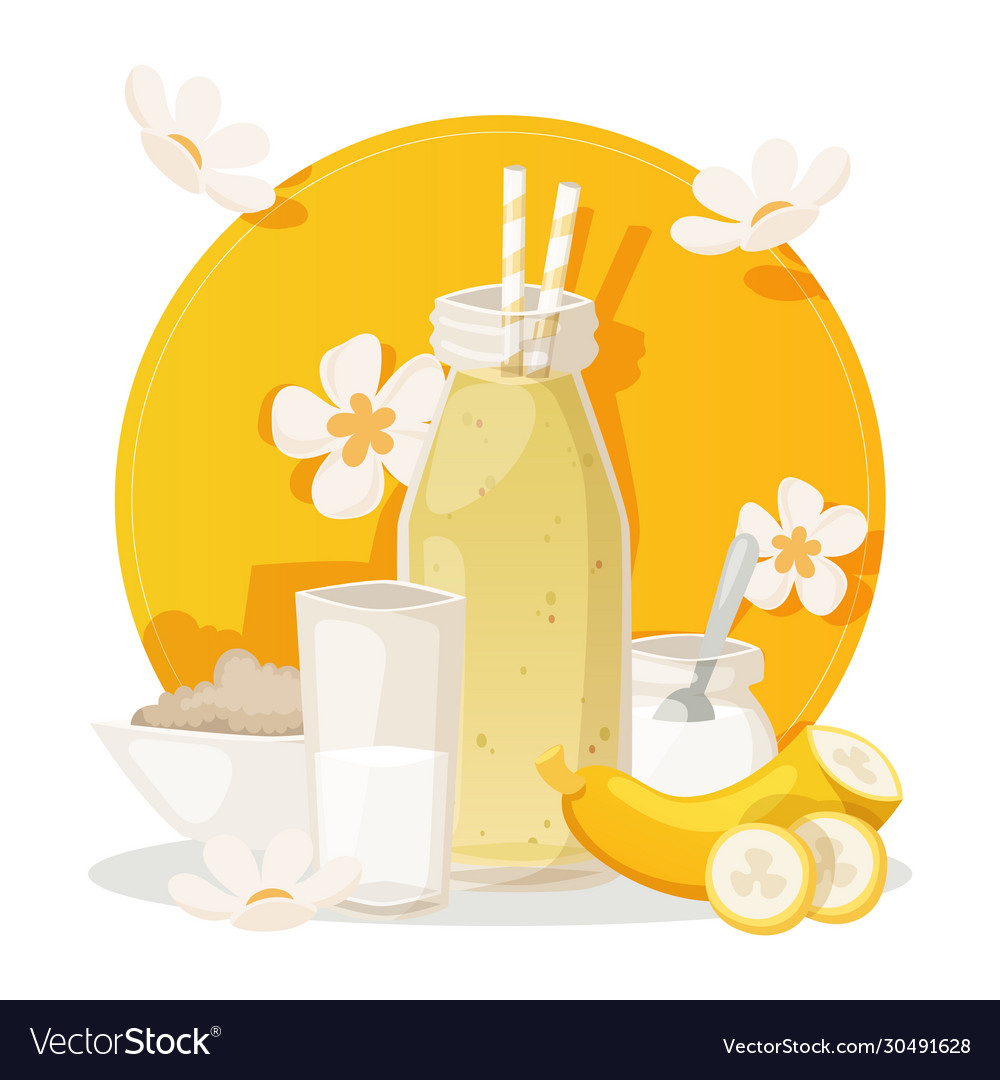 banana-smoothie-ingredients-for-fresh-healthy-vector-image