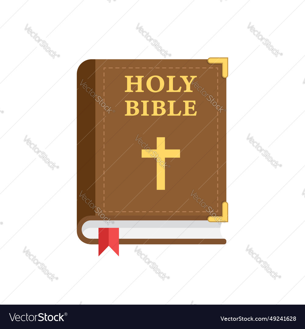 Holy Bible Icon In Flat Style Christianity Book Vector Image