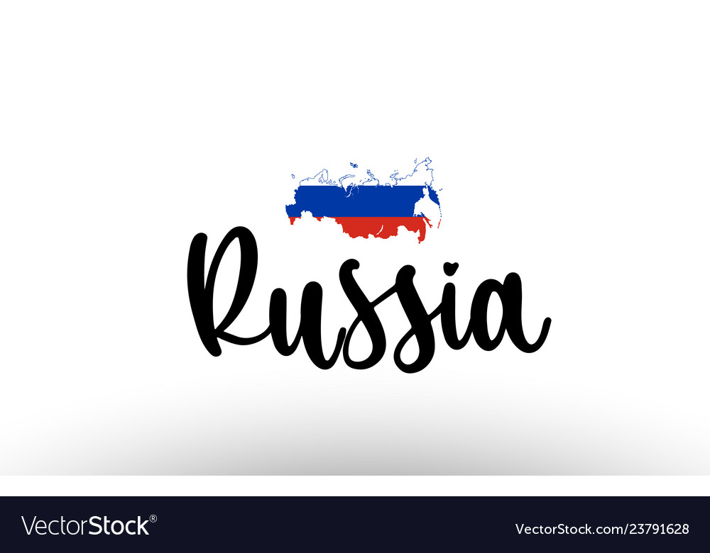 Russia map with flag of country