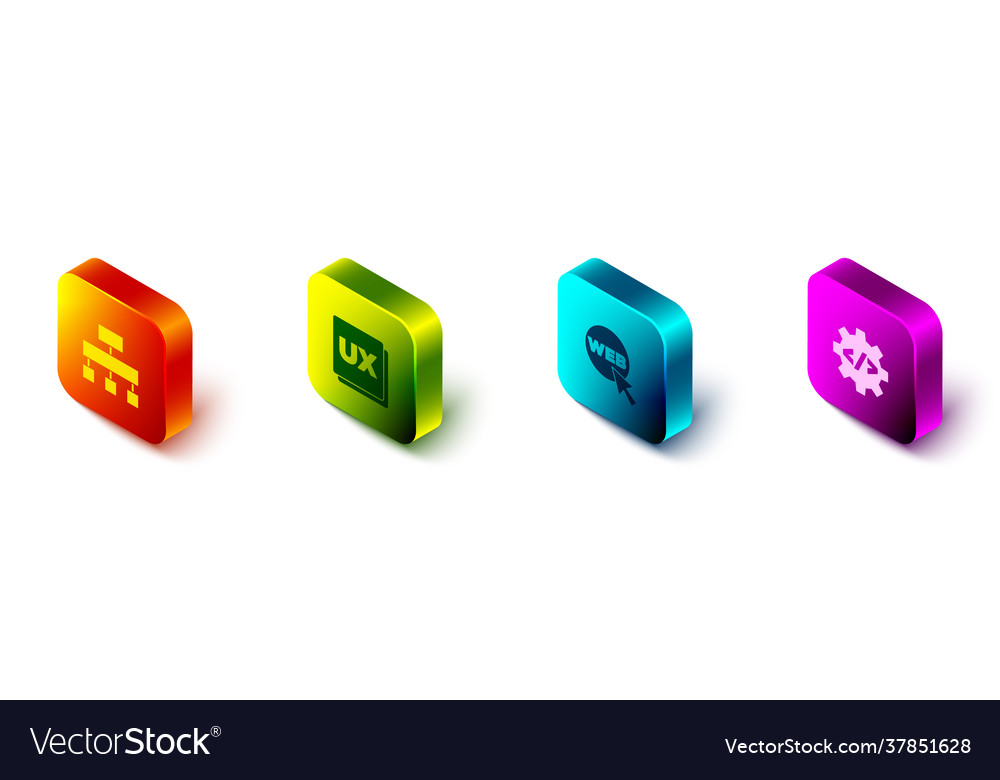 Set isometric site map ui or ux design web