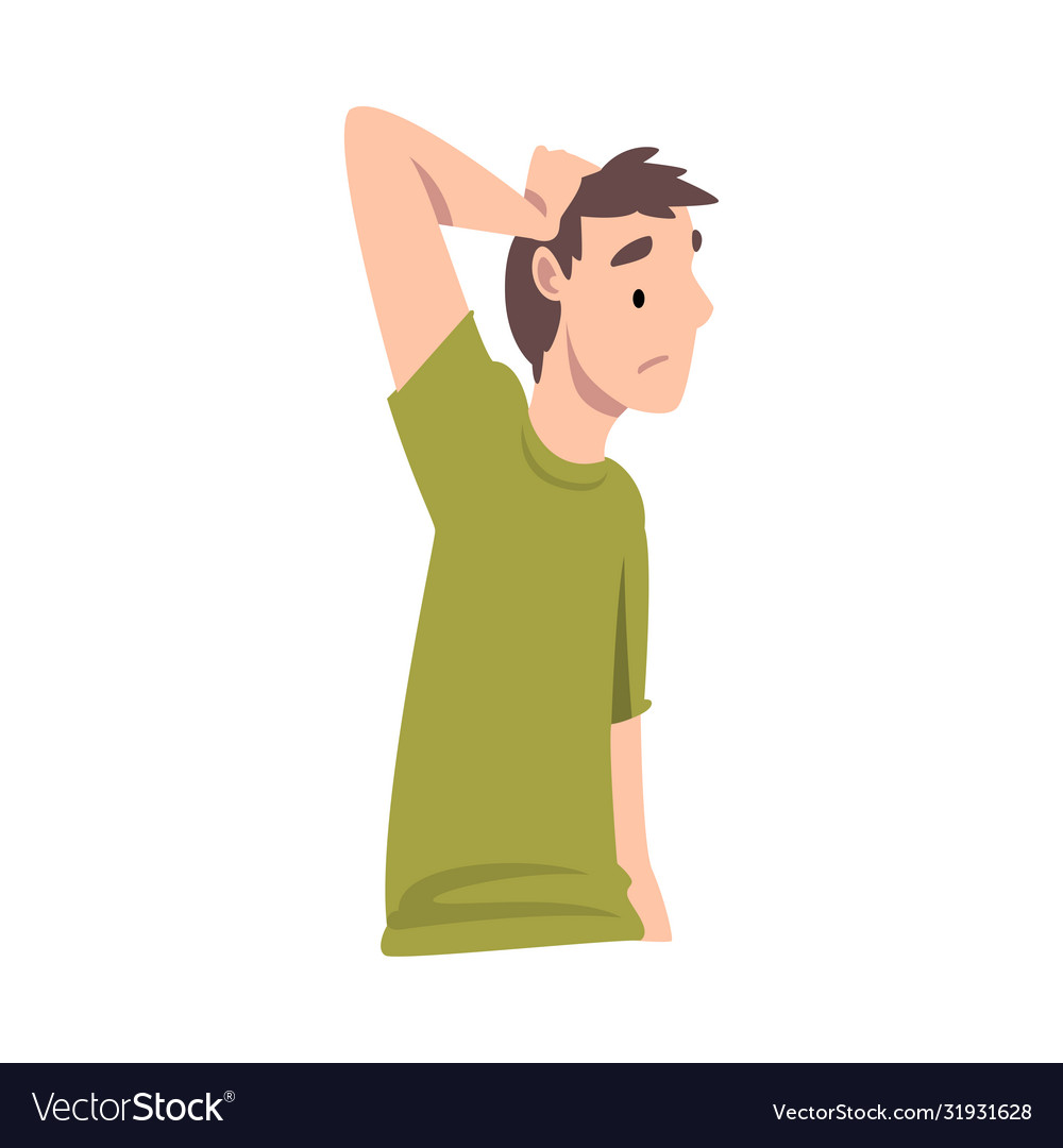 Young man standing with thoughtful look Royalty Free Vector