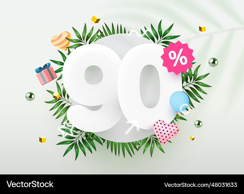 90 percent off discount creative composition Vector Image