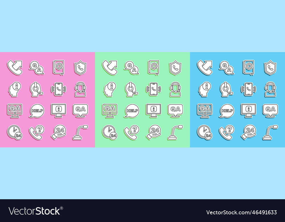 Set line microphone question and answer man with Vector Image