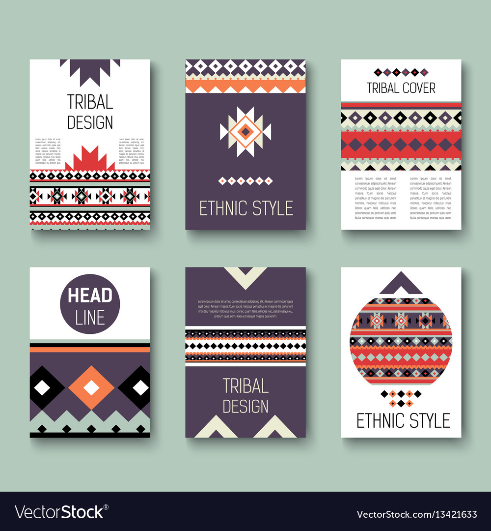 set of geometric abstract colorful flyers ethnic vector image colorful flyers
