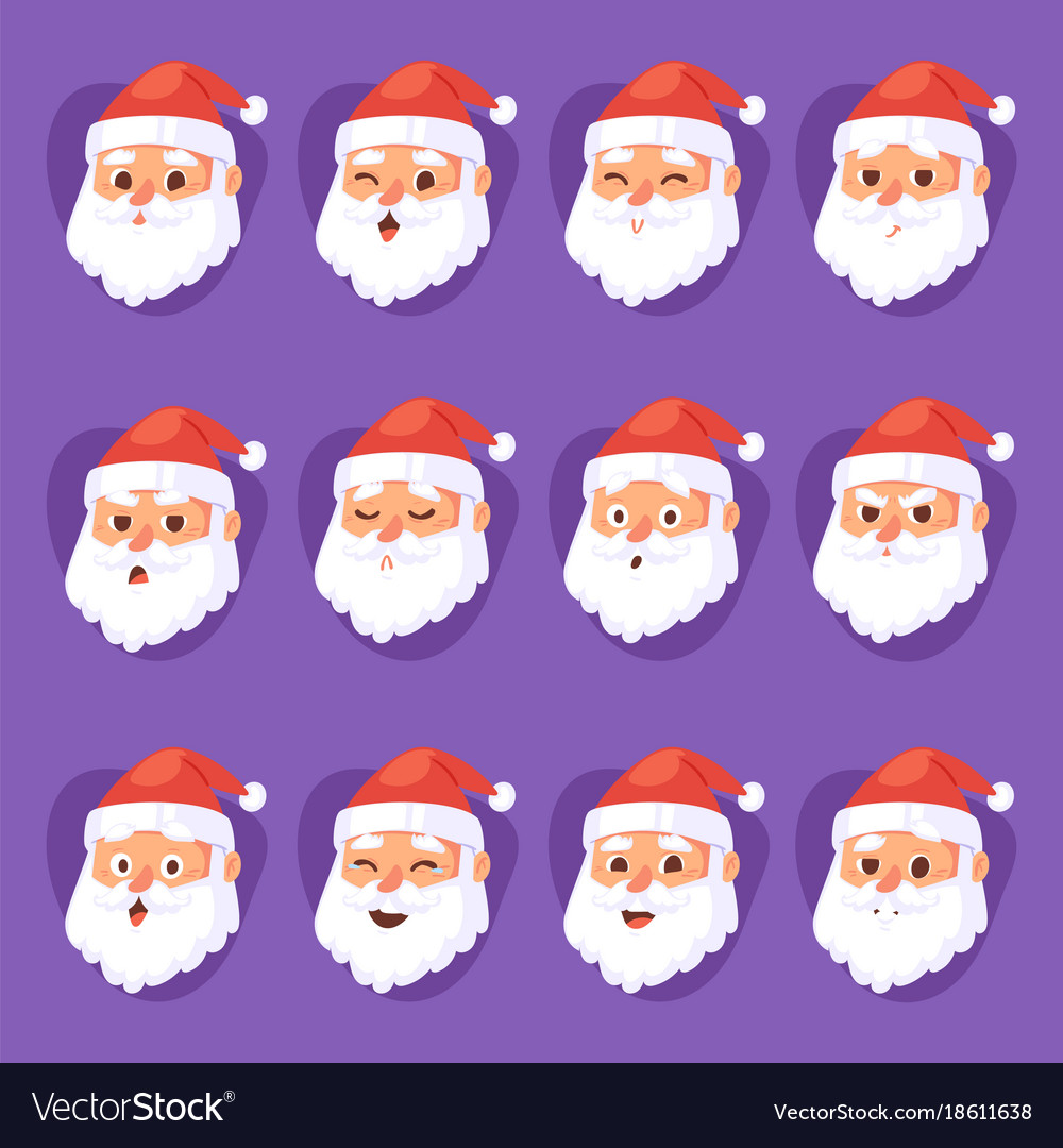 Christmas santa claus head emotion faces