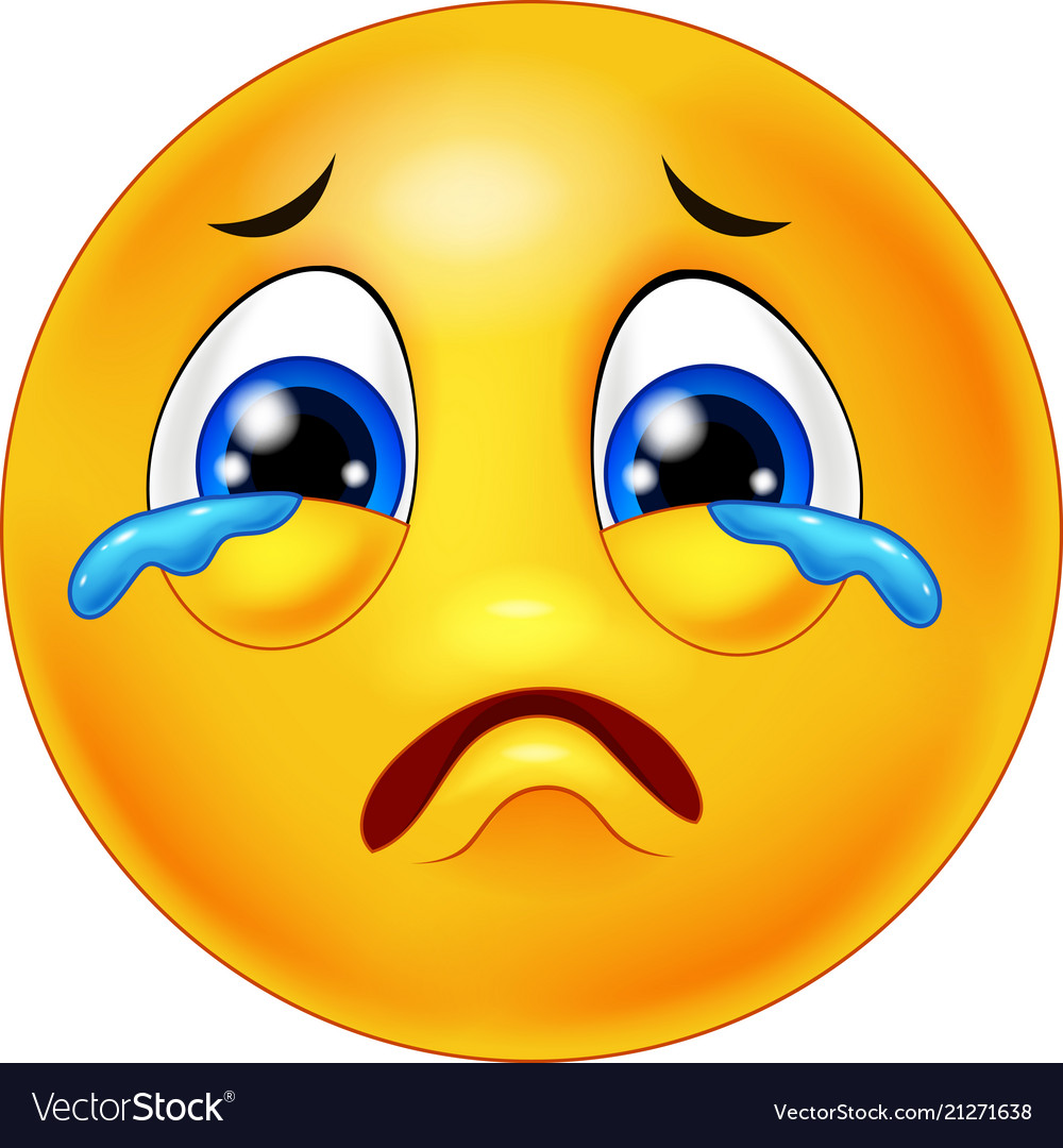 Crying Emoticon Smiley Face Character With Tears Vector Image Images ...