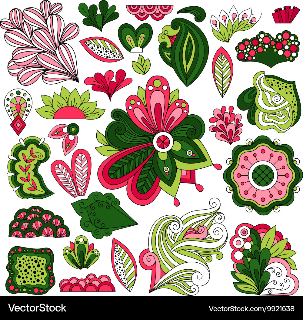 Hand drawn floral elements Royalty Free Vector Image