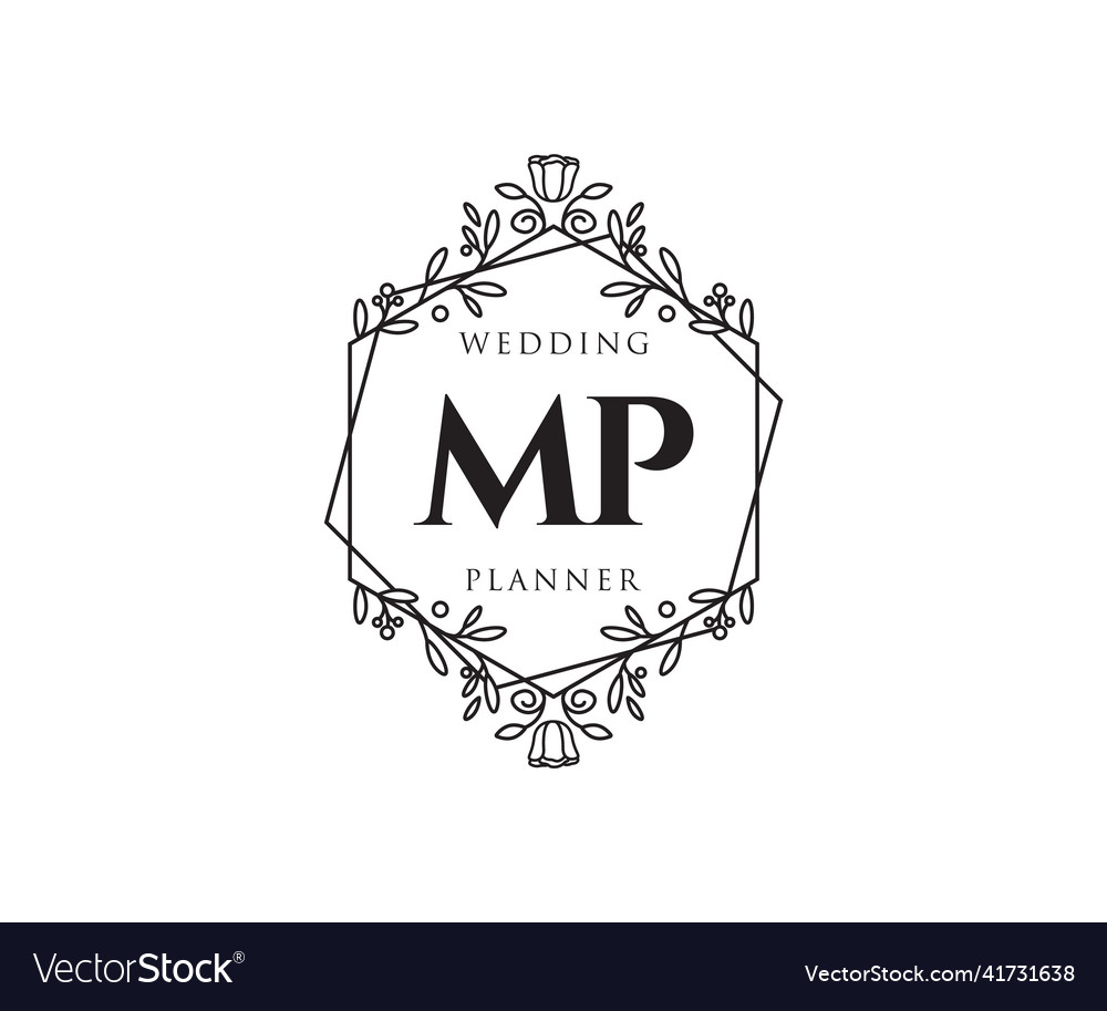 Mp initials letter wedding monogram logos Vector Image