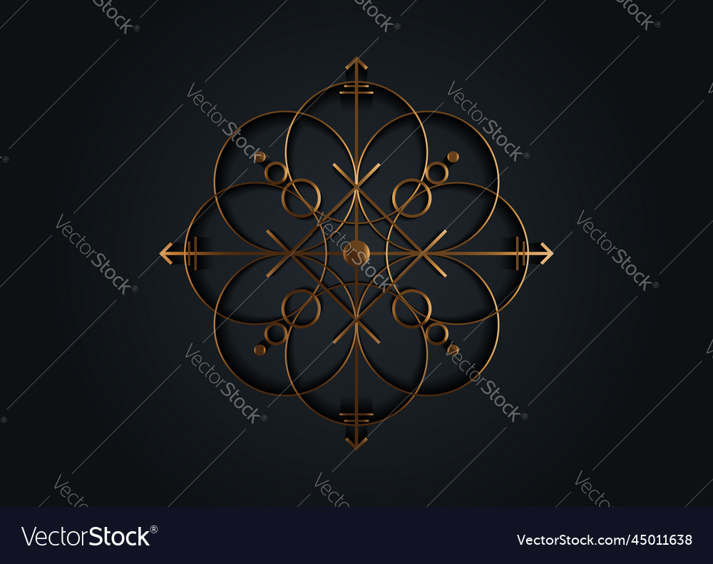 Old gold sacred seal of powerful energy sigil Vector Image