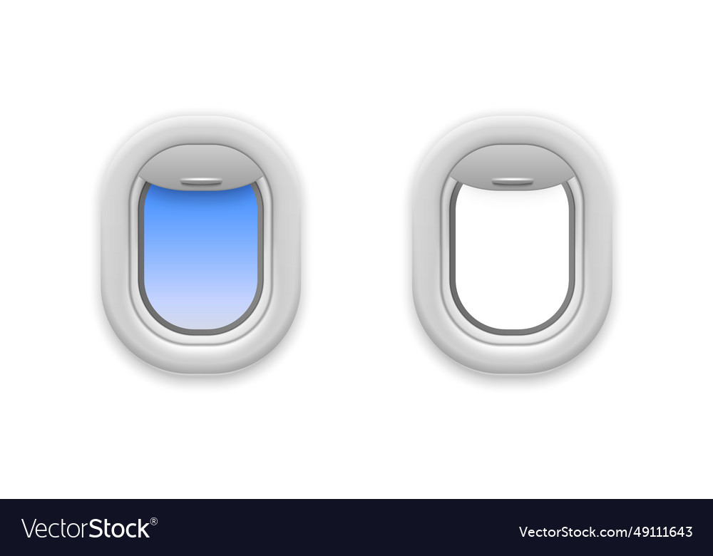Airplane window open realistic aircraft windows Vector Image