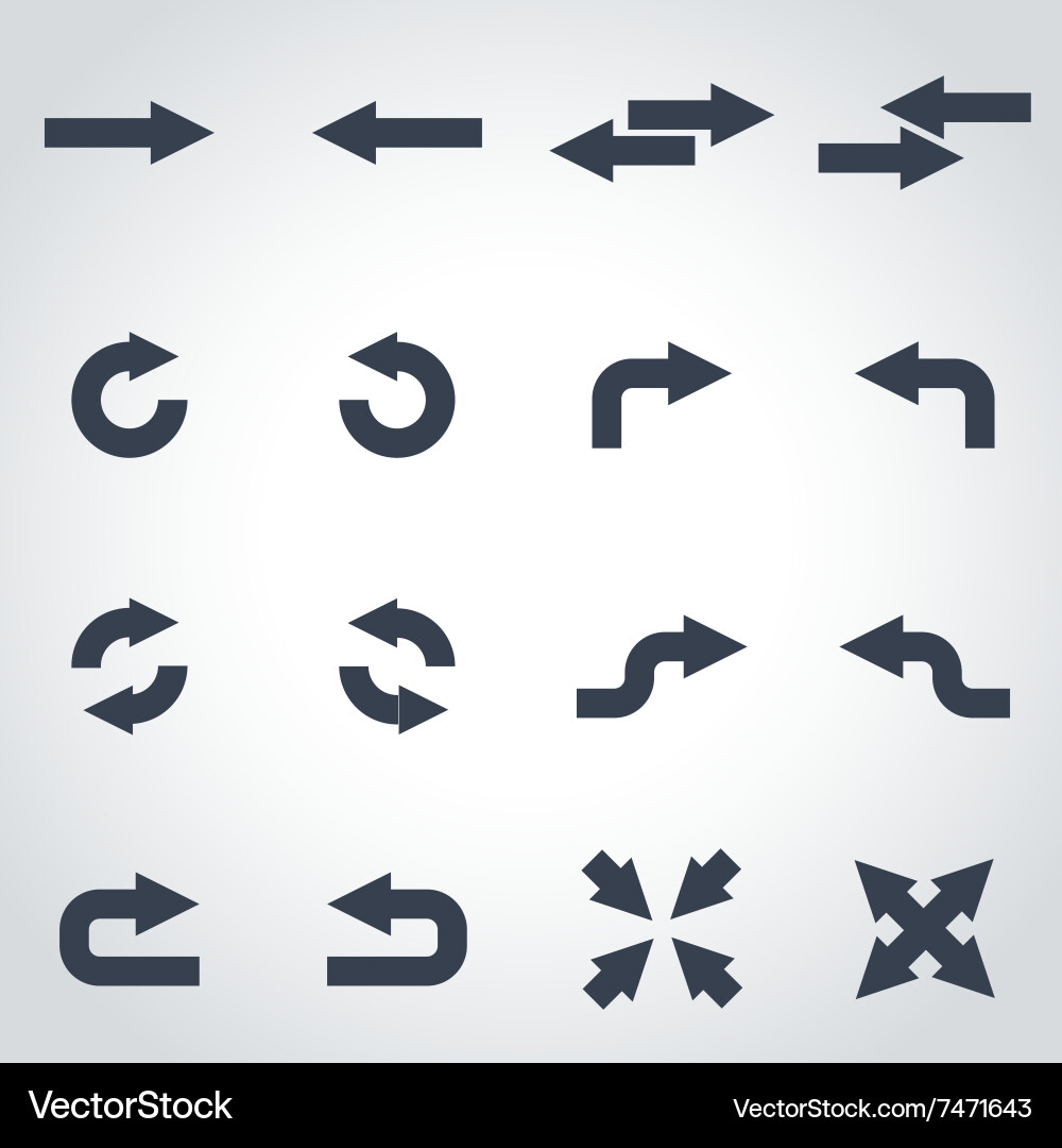 Black arrows icon set Royalty Free Vector Image
