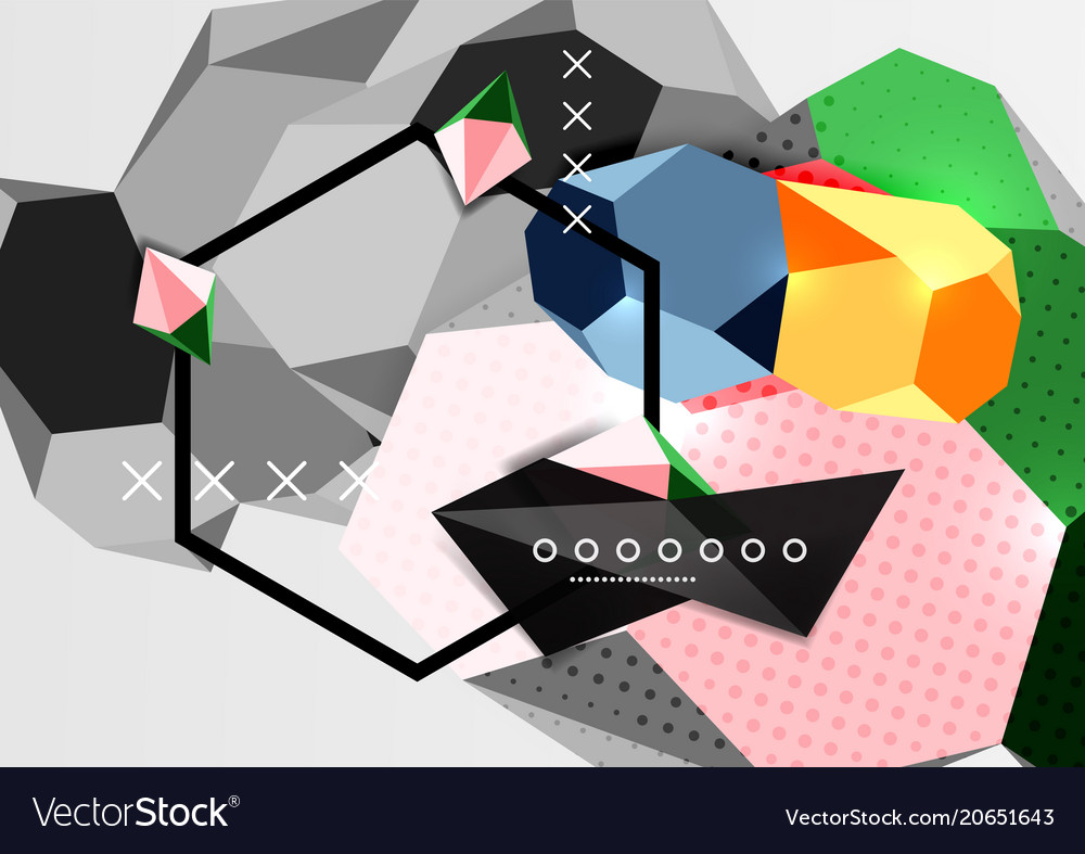 Color 3d geometric composition poster Royalty Free Vector