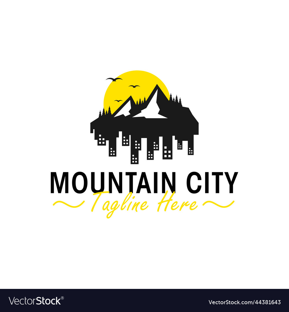 Mountain City Logo Design Royalty Free Vector Image