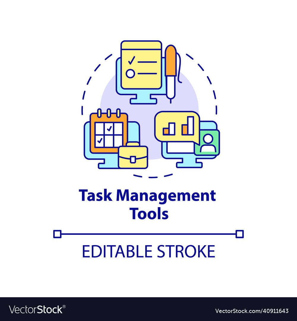 Task management tools concept icon Royalty Free Vector Image