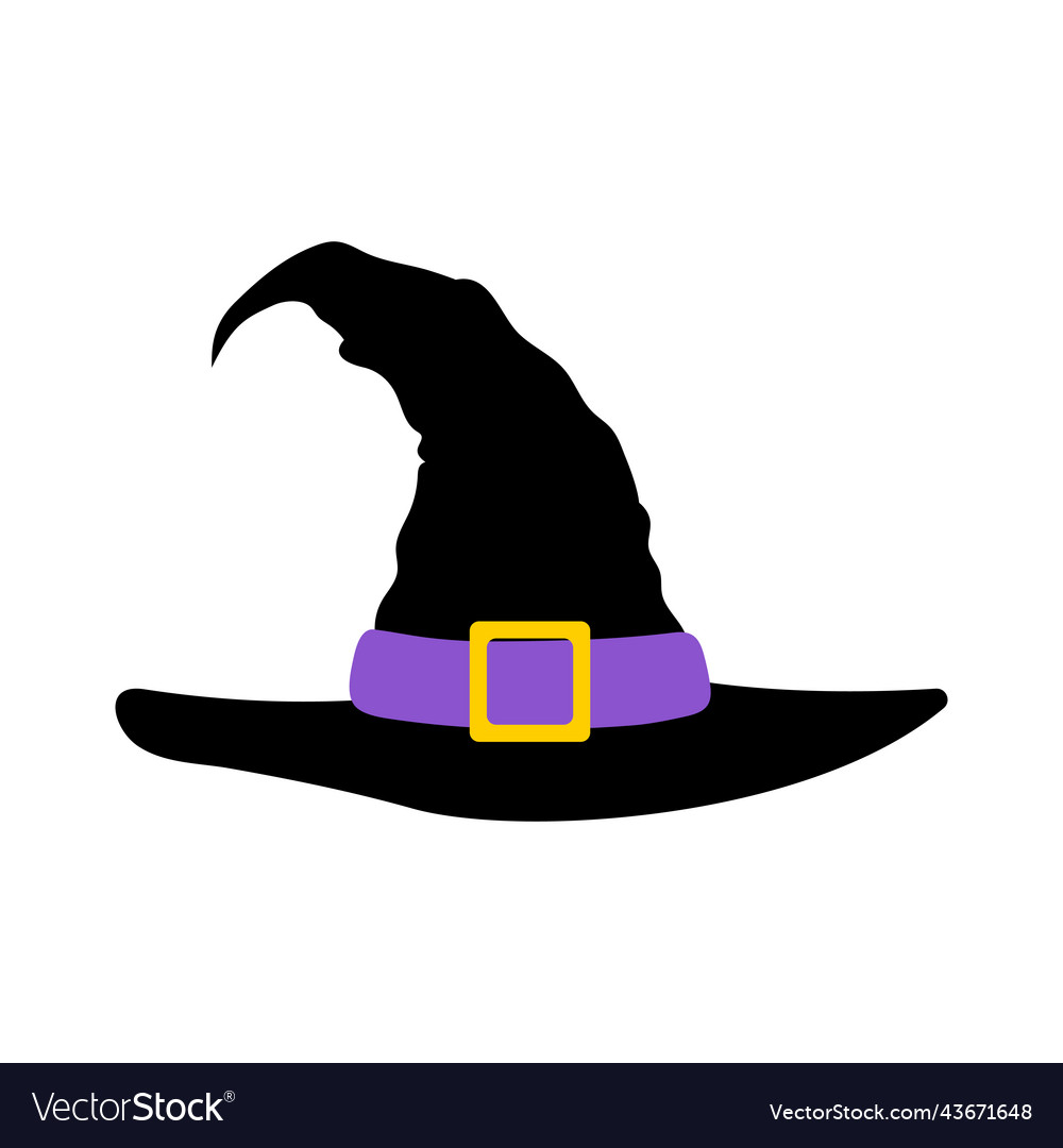 Black witch hat silhouette Royalty Free Vector Image