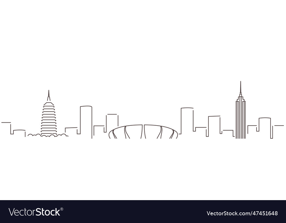 Changzhou dark line simple minimalist skyline Vector Image