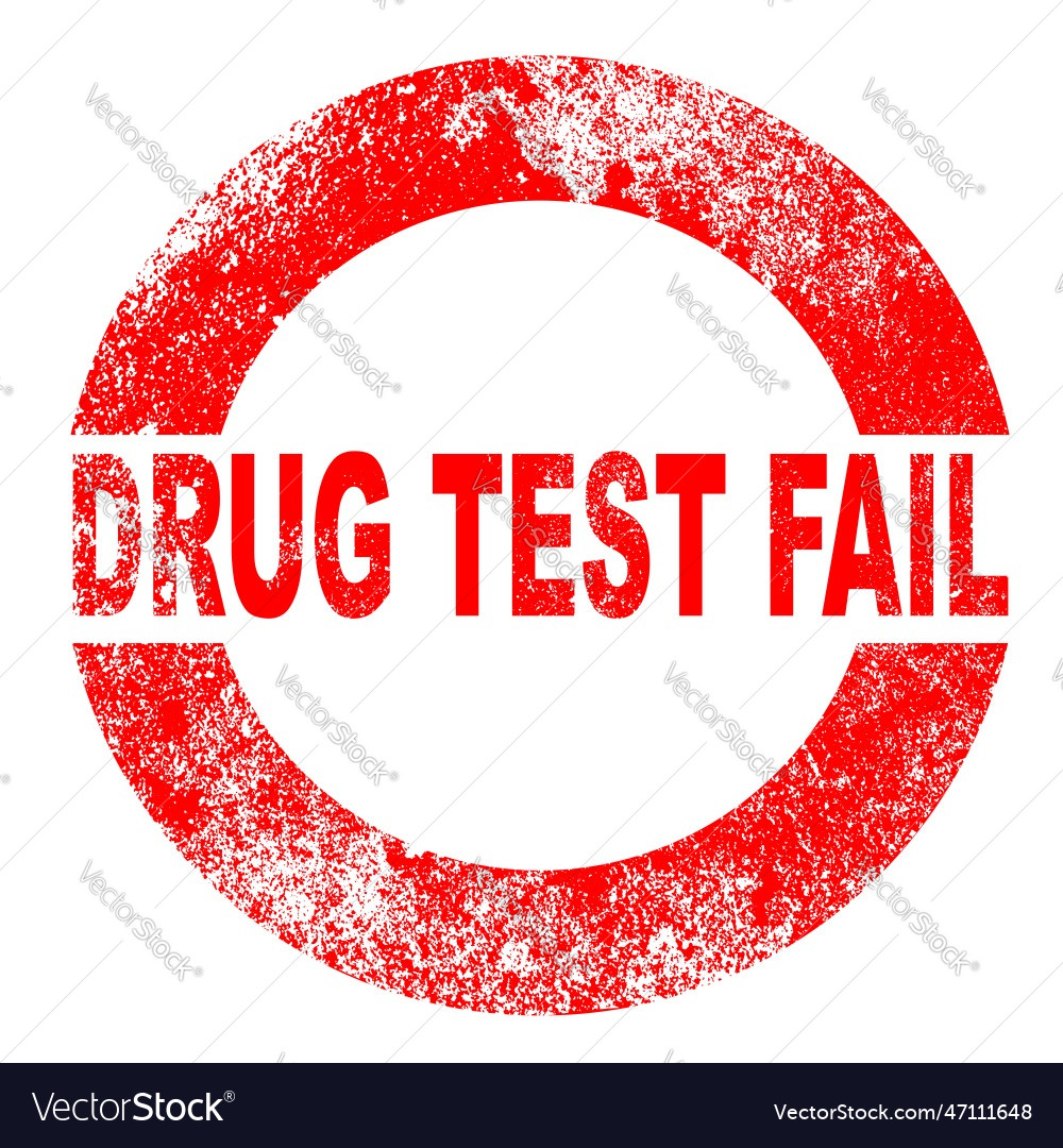 Drug test fail round rubber ink stamp Royalty Free Vector
